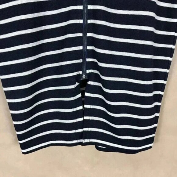 JOA LA Navy Striped Zip Front Pencil Skirt NWOT Size Large - Picture 6 of 11